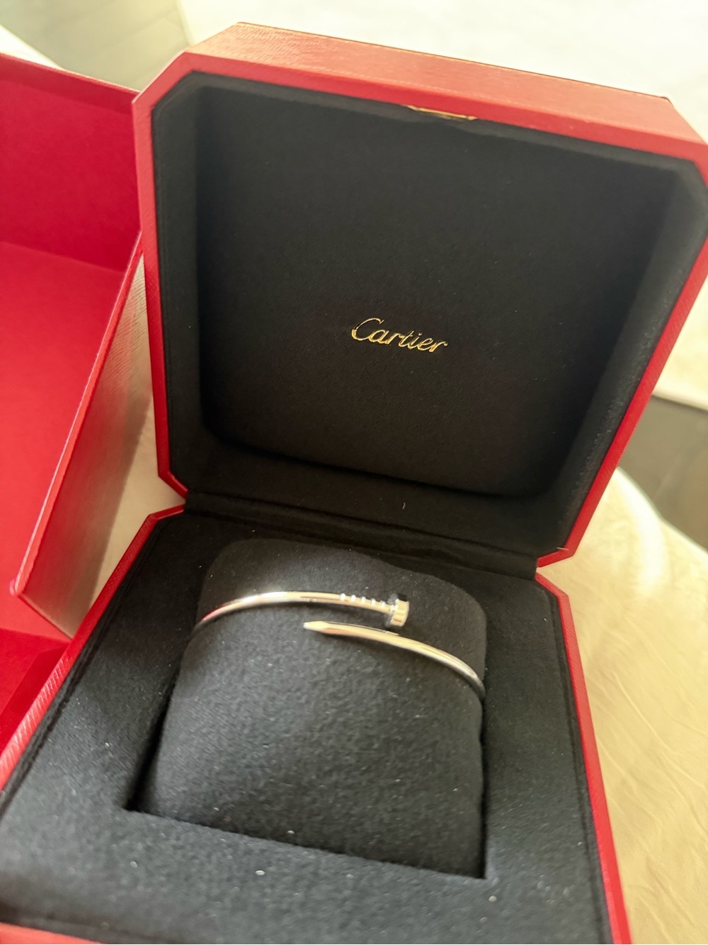 Cartier Silver Nail Bracelet with Pavé Accent